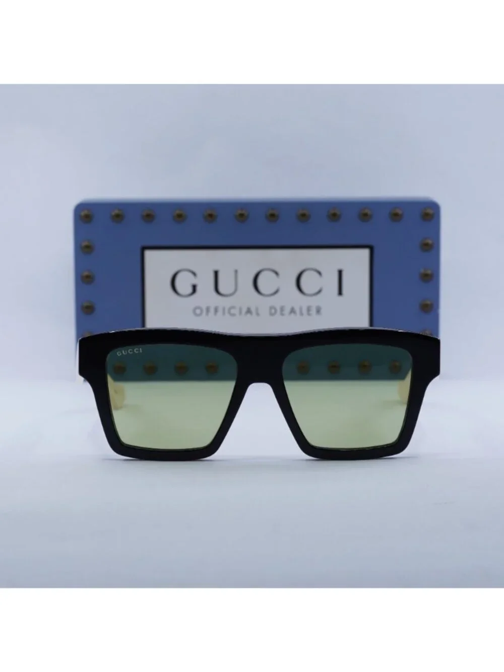Gucci GG0962S 004 Square Sunglasses - Black White / Green